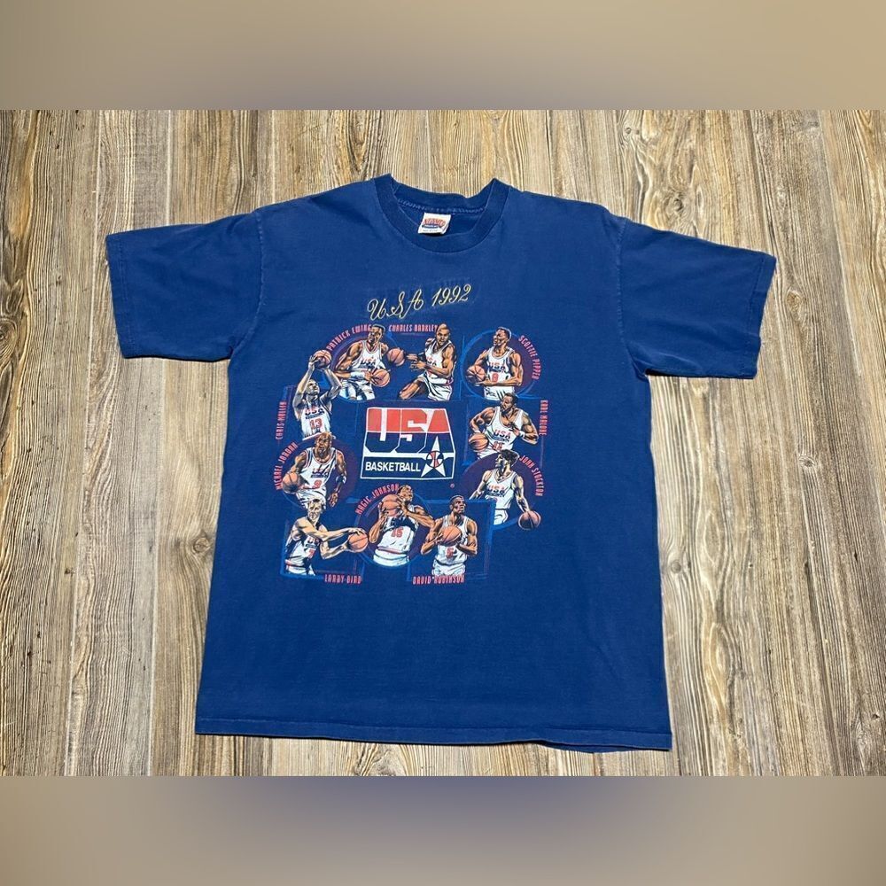 VINTAGE 1992 USA Basketball Dream Team T-Shirt Sz XL Nutmeg Label Single Stitch